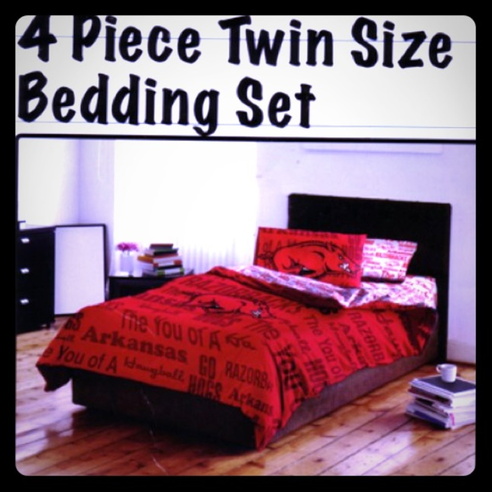 4 piece arkansas razorback twin bedding set